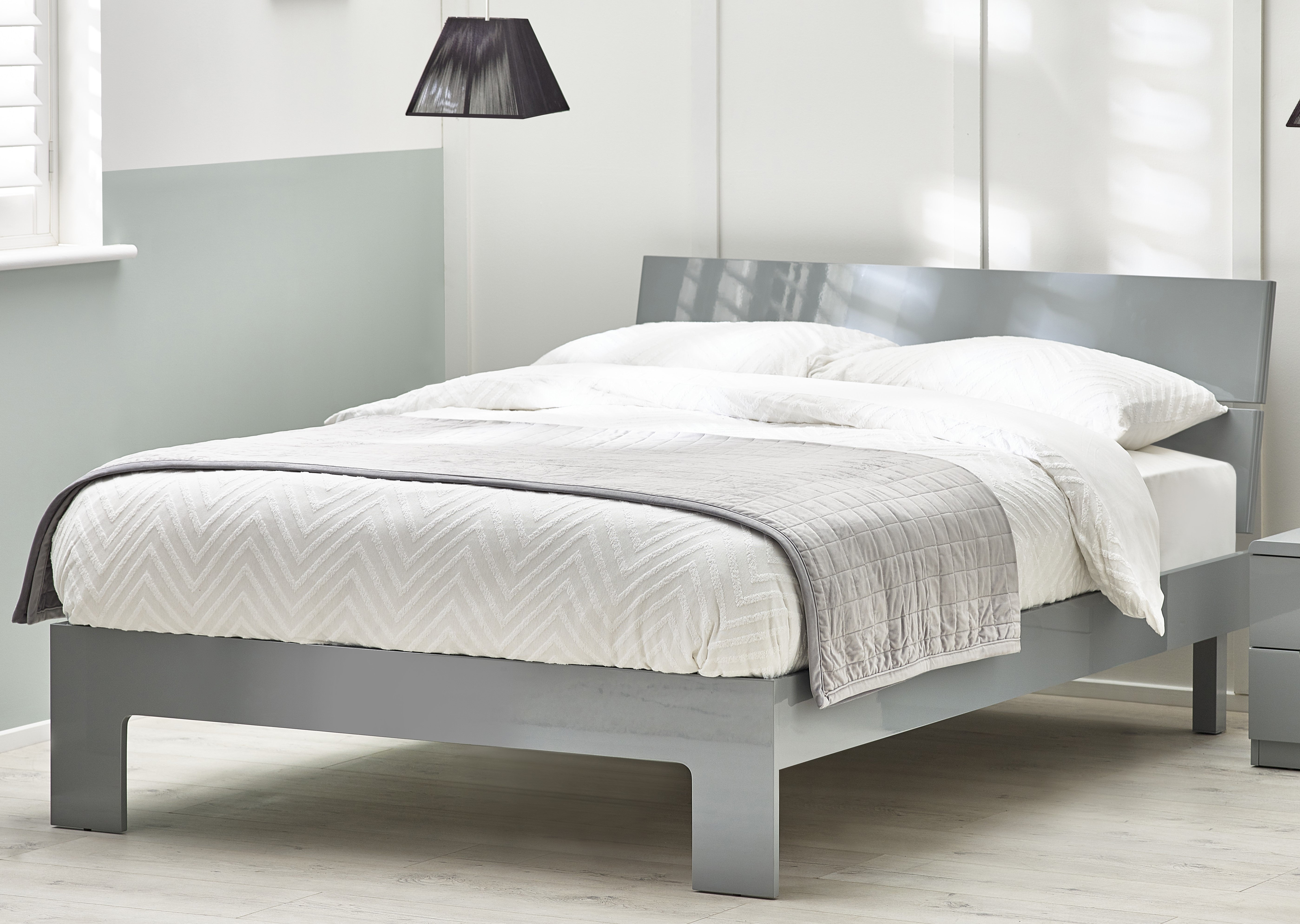 Manhattan High Gloss Bed 150cm King Grey MAN812 - Havenheim Furniture