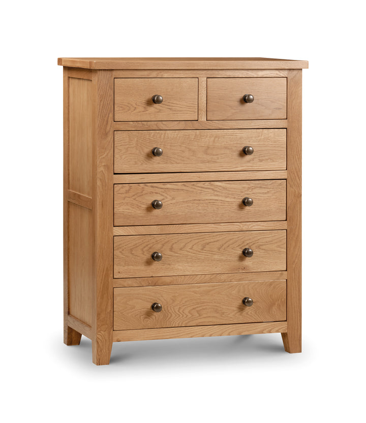 Marlborough 4+2 Drawer Chest Solid White Oak MAR204 - Havenheim Furniture