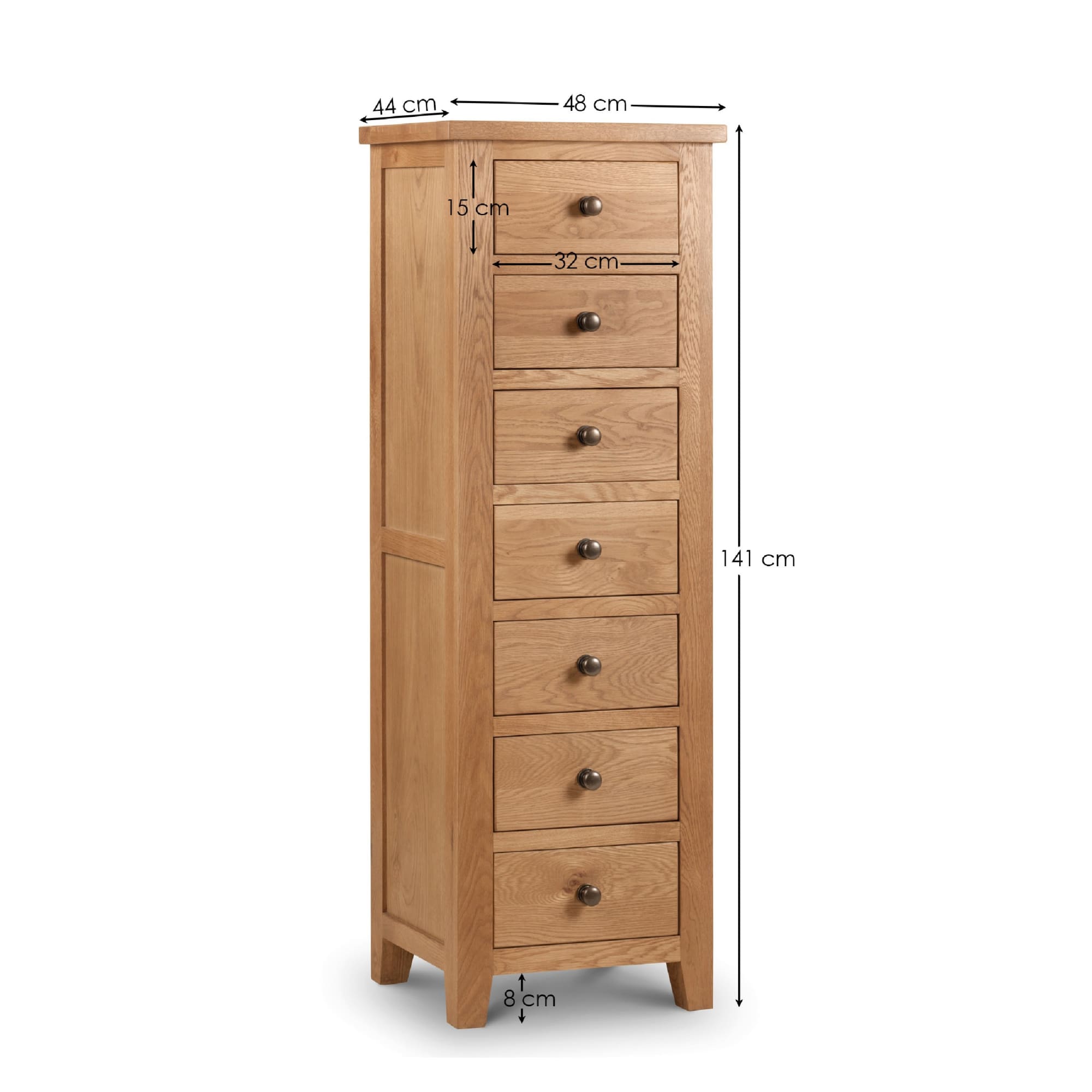 Marlborough 7 Drawer Chest Solid White Oak & Oak Veneers MAR205 - Havenheim Furniture