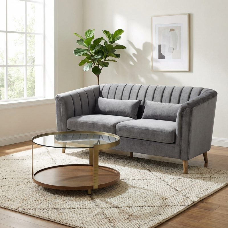 Melbah 3 Seater Sofa in Graphite Velvet VLA106