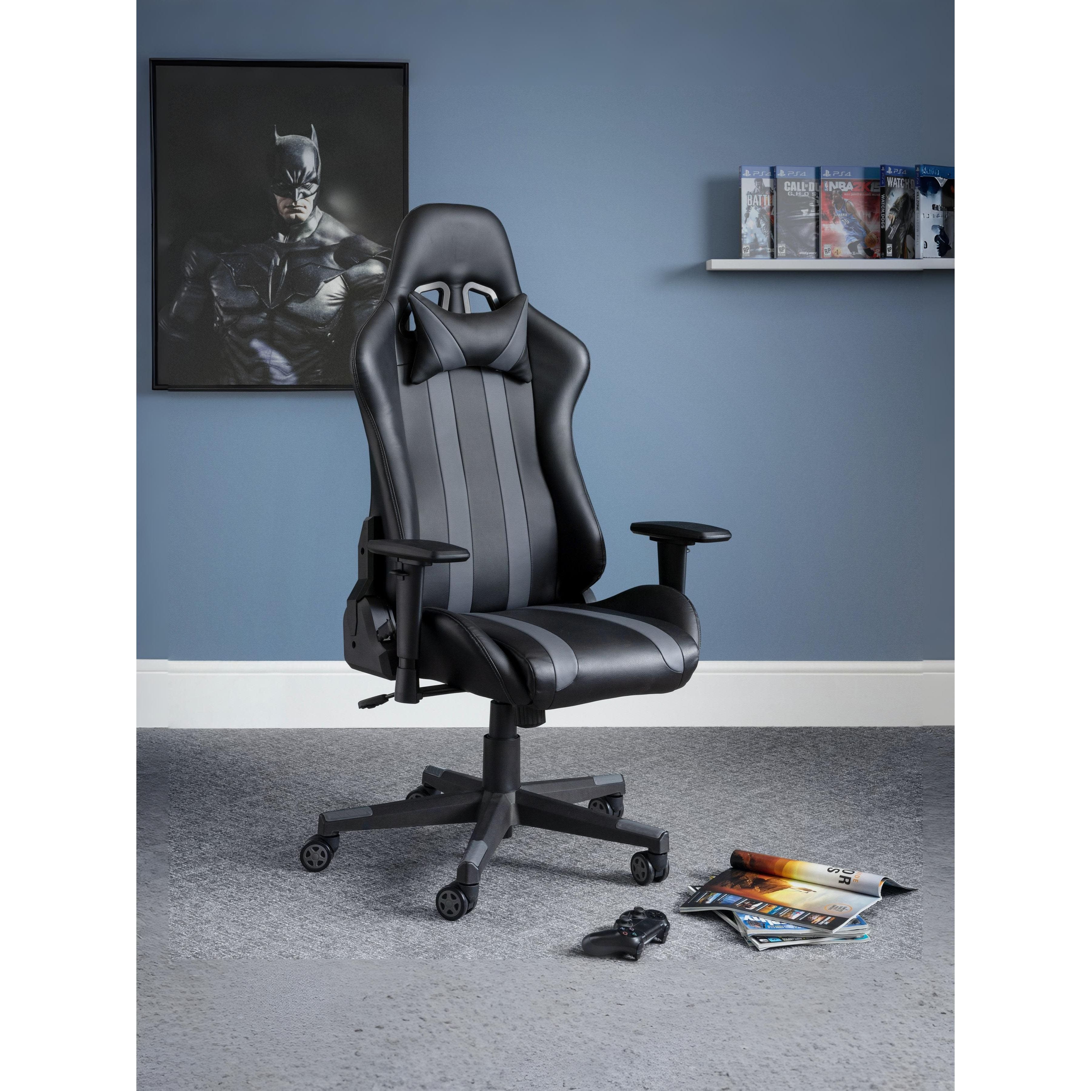 Meteor Gaming Chair Black and Grey Faux Leather MET101