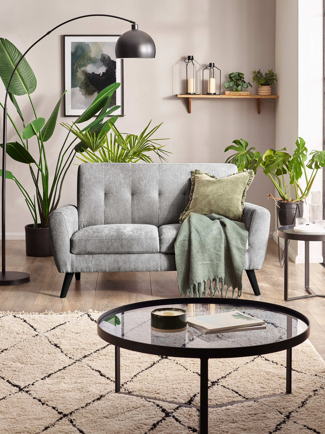 Dove grey Monza 2 seater sofa by Julian Bowen in a modern living room setting with plush chenille upholstery.