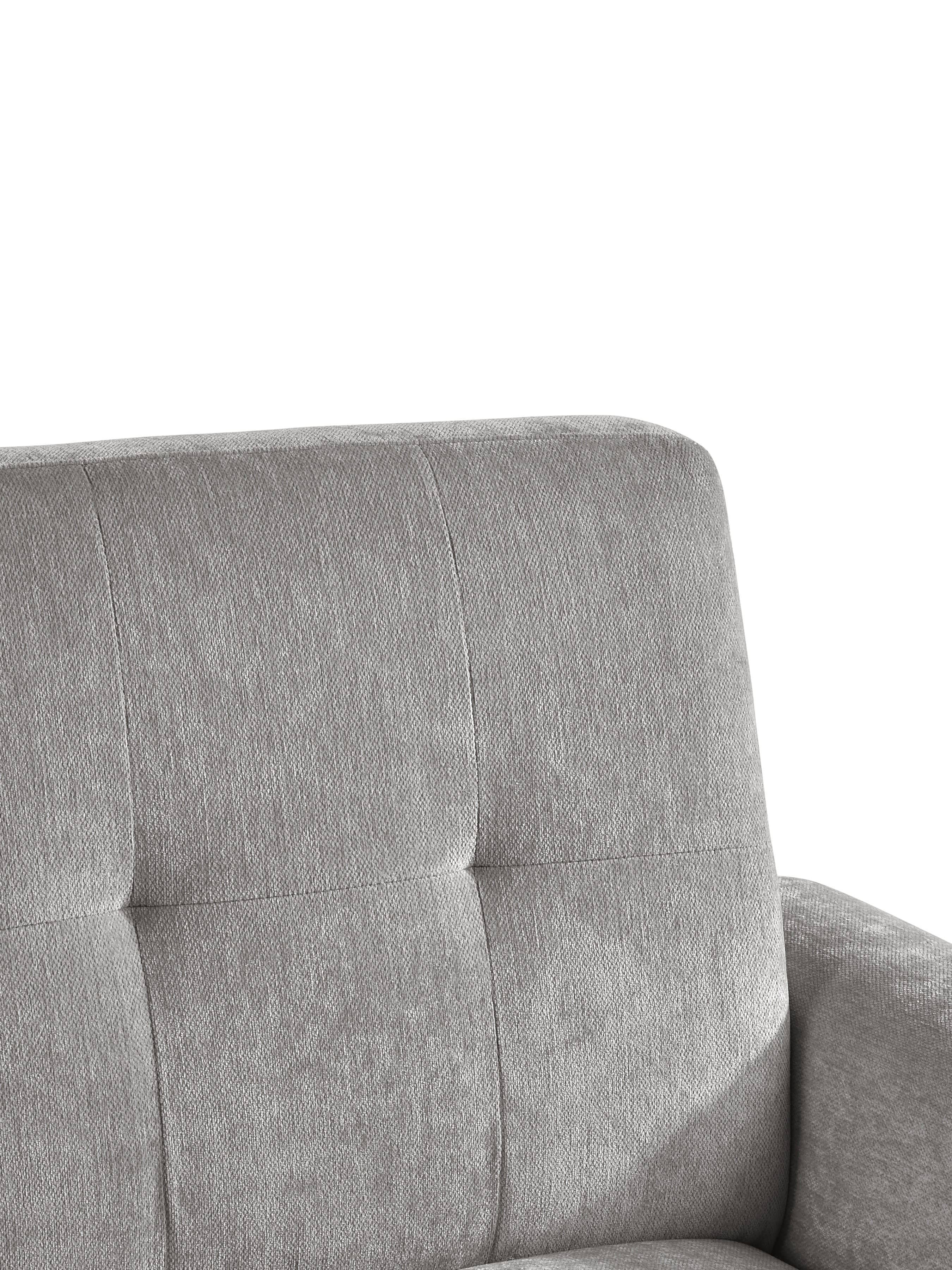 Close-up of Julian Bowen Monza 2-seater sofa in soft dove grey chenille fabric, showcasing plush upholstery and comfortable design.