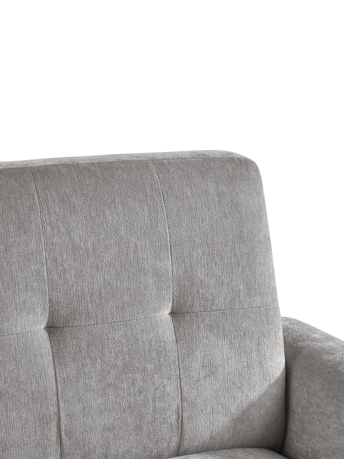 Close-up of Julian Bowen Monza 2-seater sofa in soft dove grey chenille fabric, showcasing plush upholstery and comfortable design.