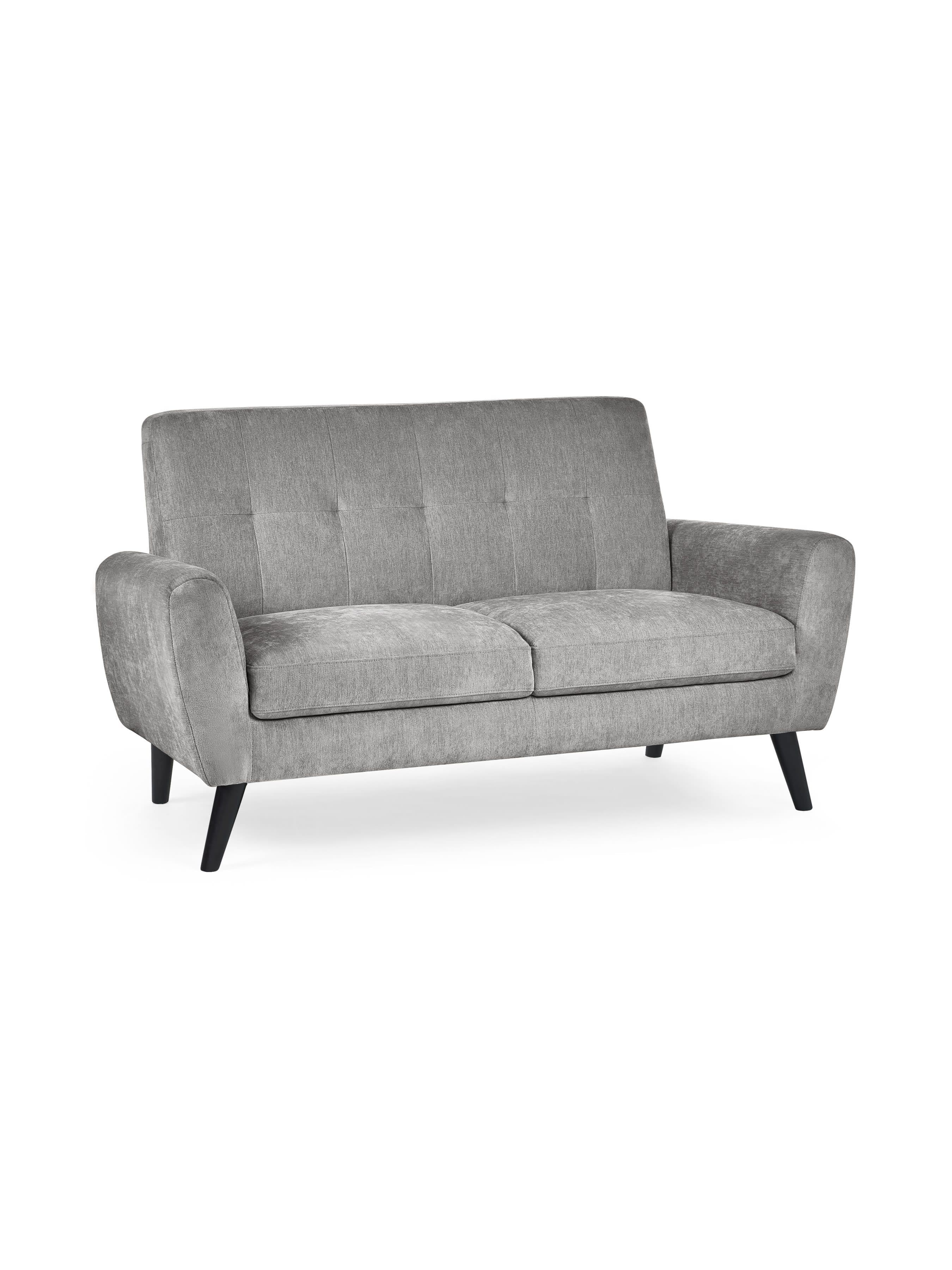 Julian Bowen Monza 2-seater sofa in soft dove grey chenille fabric, showcasing plush cushions and modern design.