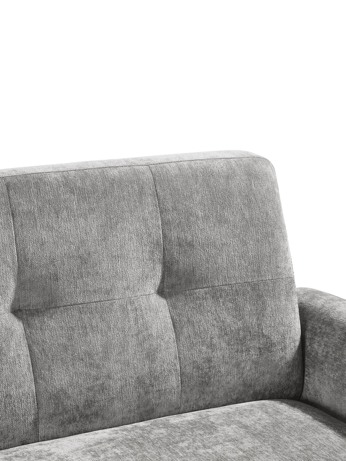 Close-up of Julian Bowen Monza 3 Seater Sofa in soft dove grey chenille fabric showing plush cushions and elegant upholstery.