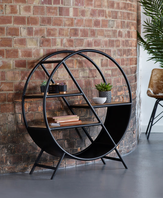 Cosmo Industrial Round Open Bookcase OF03
