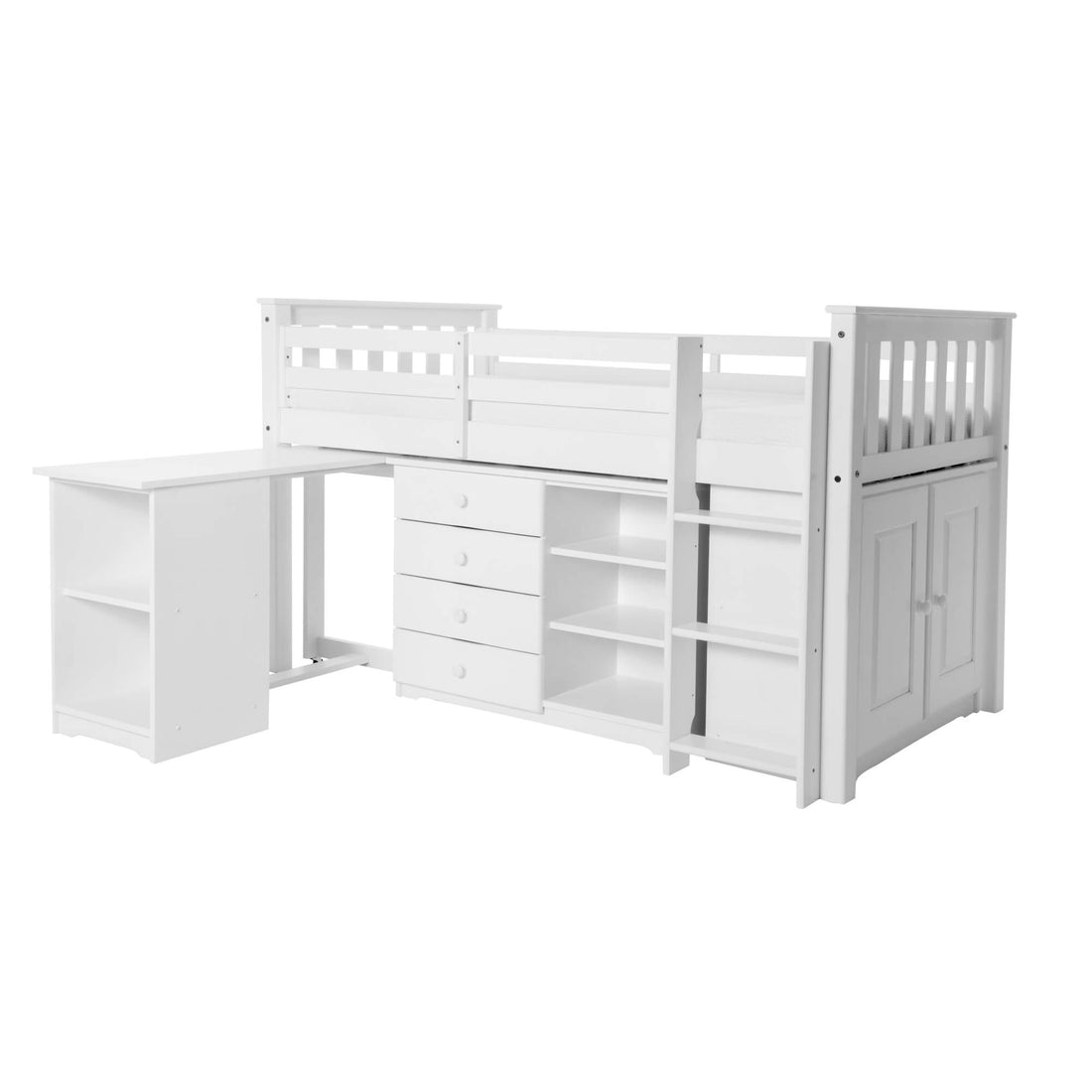 Porto Midi Sleeper with Desk Chest & Bookcase White - Havenheim Furniture
