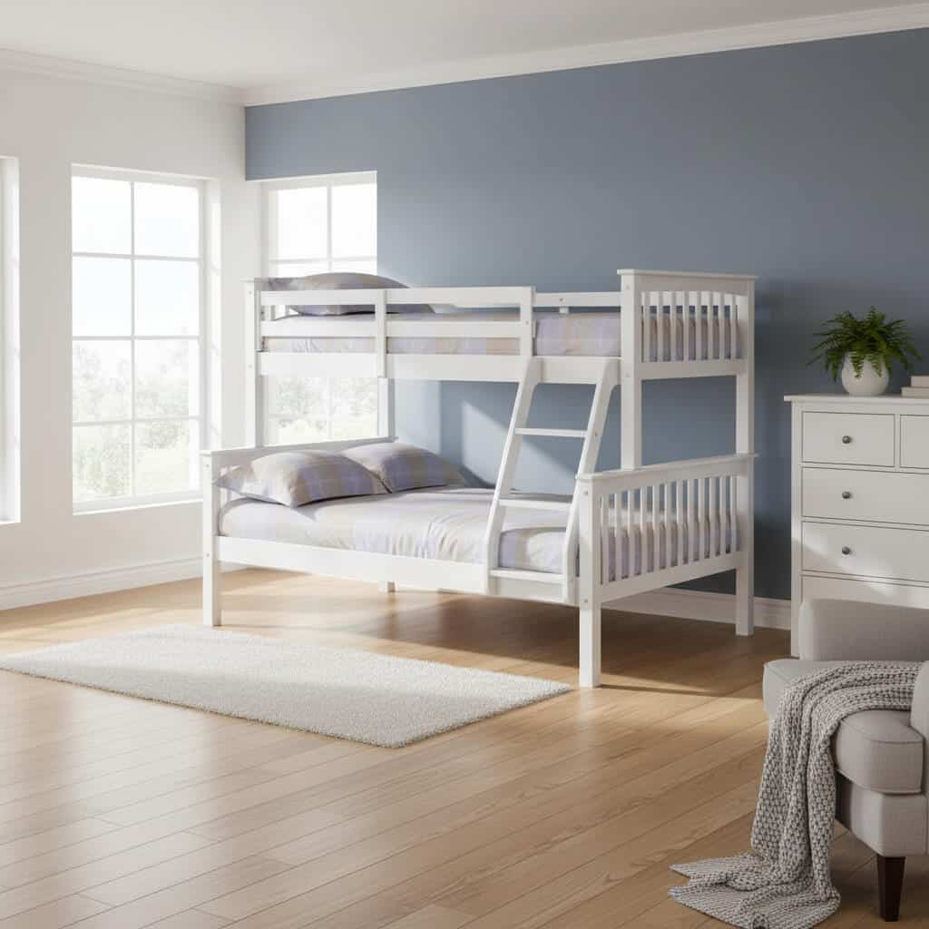 Porto Triple Bunk Bed White with Double Base