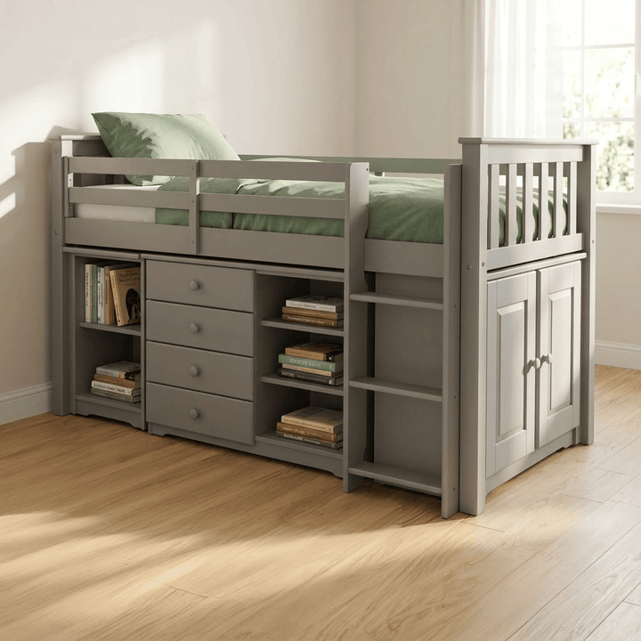 Porto Midi Sleeper with Desk, Chest & Bookcase Grey PORTMIDIGRE