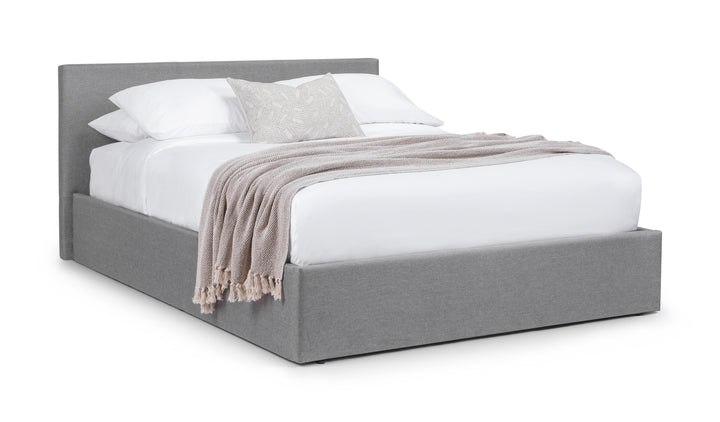 RIALTO LIFT-UP STORAGE BED 135CM Light Grey Hardwood Frame With Foam And Linen RIA301 - Havenheim Furniture