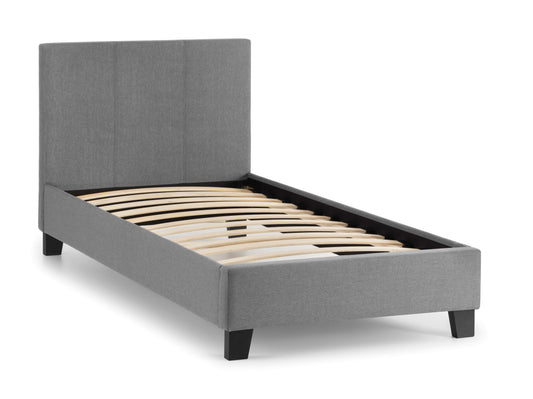 RIALTO LIGHT GREY LINEN BED 90CM Hardwood Frame With Foam RIA101