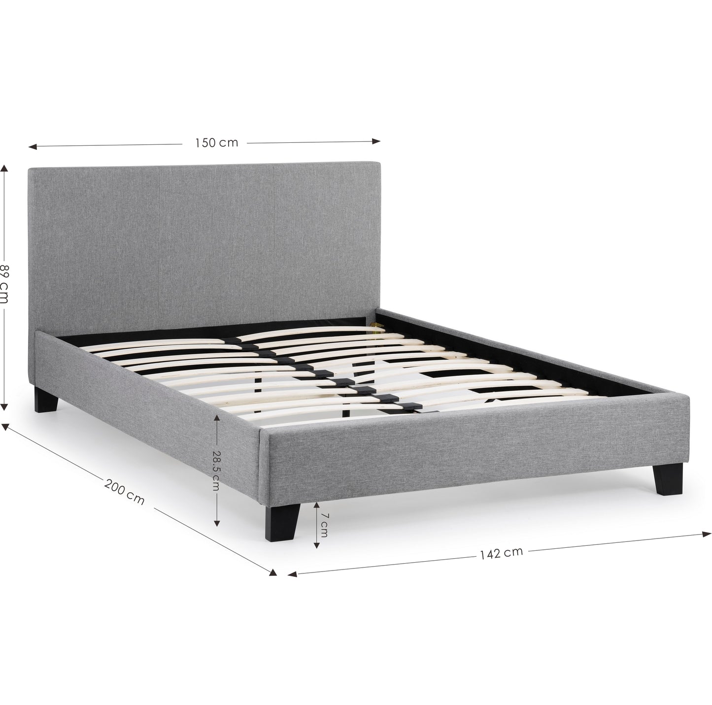 RIALTO LIGHT GREY LINEN BED 135CM Hardwood Frame With Foam RIA102