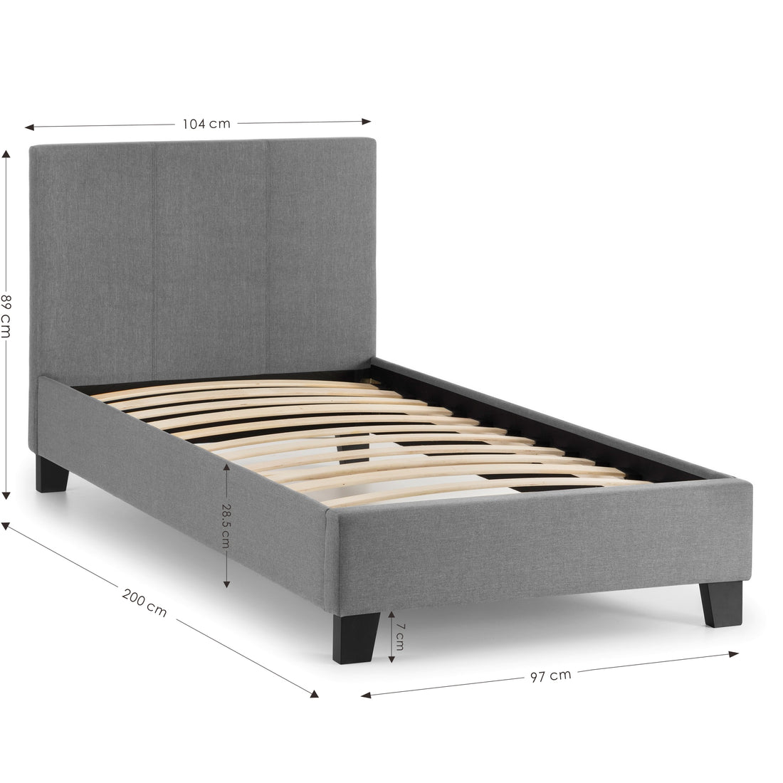 RIALTO LIGHT GREY LINEN BED 90CM Hardwood Frame With Foam RIA101 - Havenheim Furniture