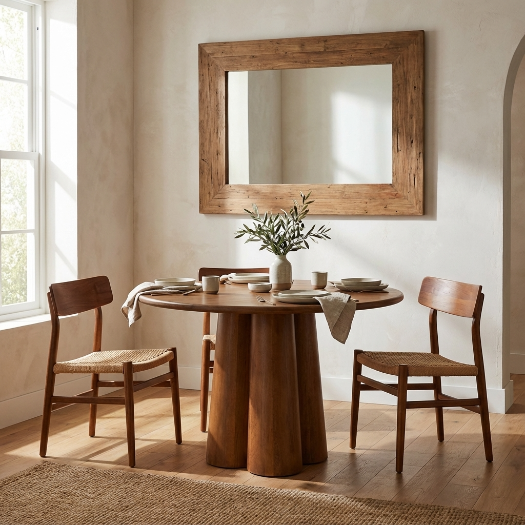 Rakhi Mango Wood Round Dining Table Wood Base 2862O