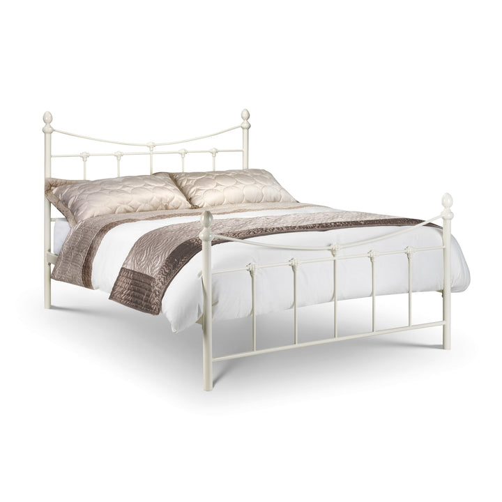 Rebecca Bed 135cm Double Stone White Steel REB003 - Havenheim Furniture