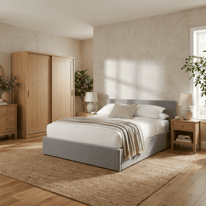 Rialto Lift-Up Storage Bed 135cm Double Light Grey RIA301 - Havenheim Furniture