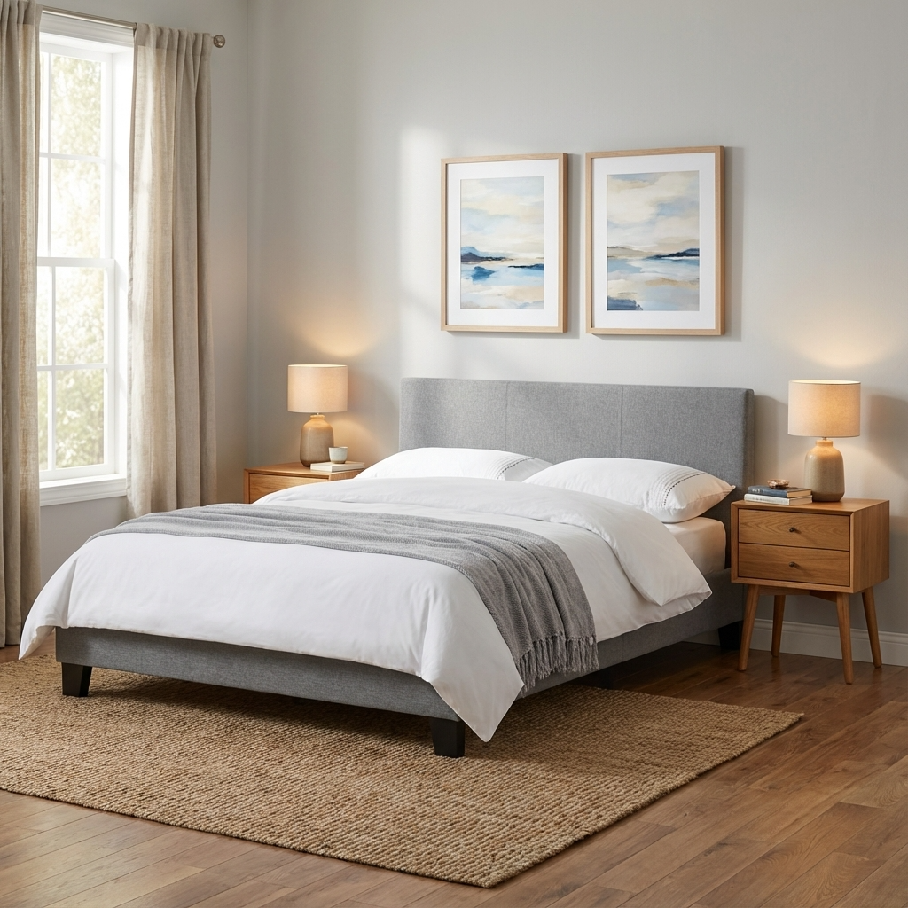 Rialto Light Grey Linen Bed 135cm Double Hardwood Frame With Foam RIA102 - Havenheim Furniture