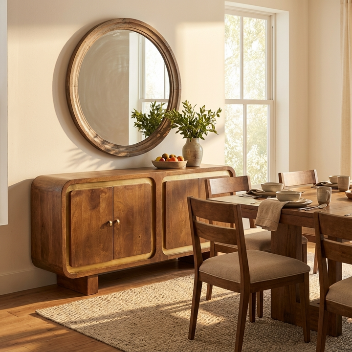 Samel Mango Wood Square Design 4 Door Sideboard 2850K