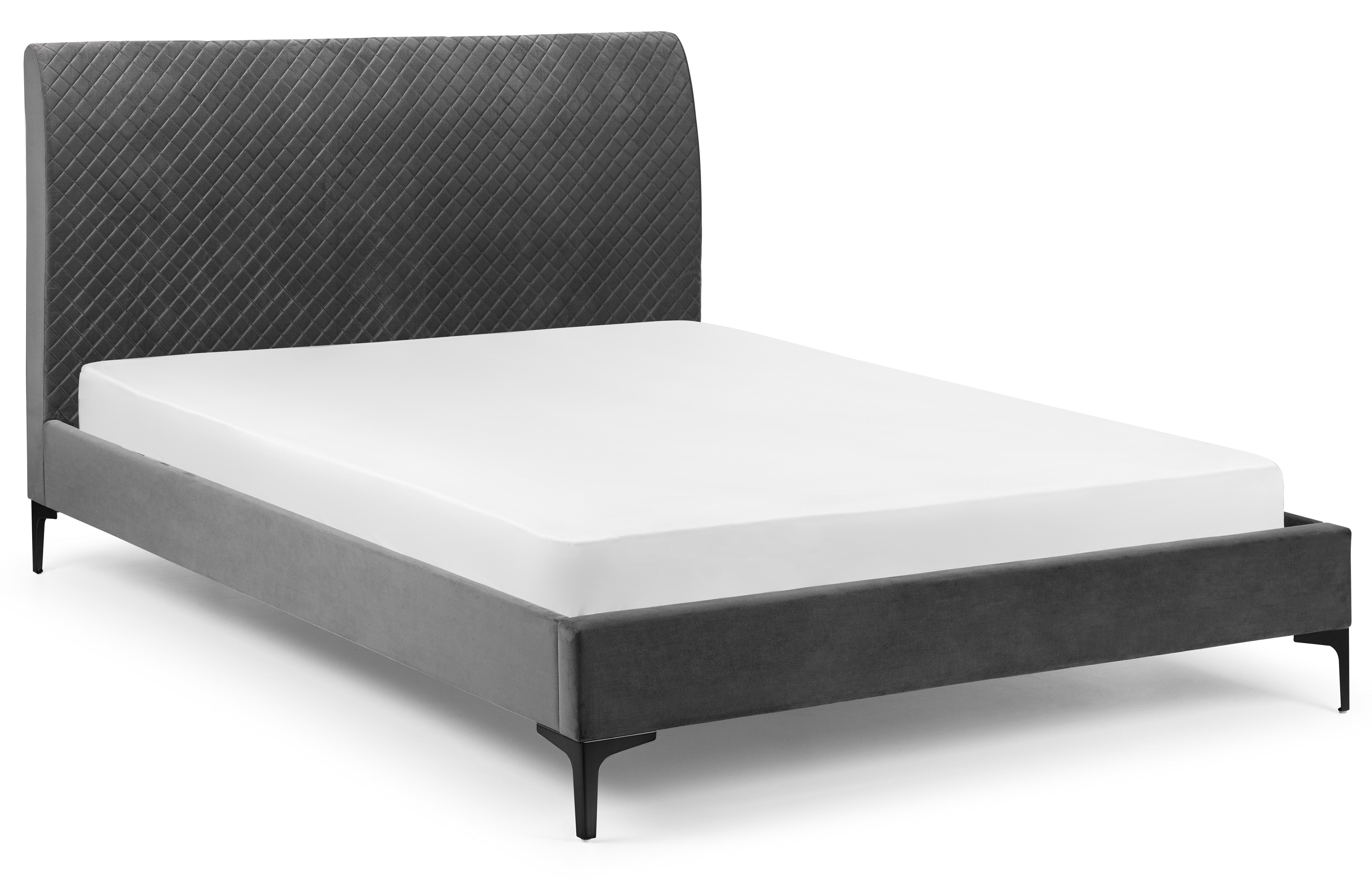 Sanderson Diamond Quilted Velvet Bed 150cm King - Grey SAN105 - Havenheim Furniture