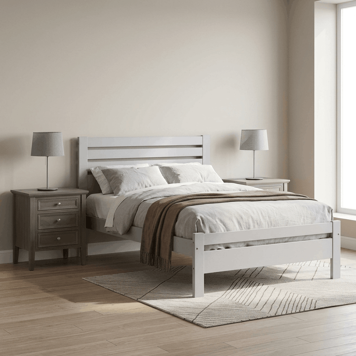 The Serene Collection Three Drawer Bedside Table Grey 23895 - Havenheim Furniture
