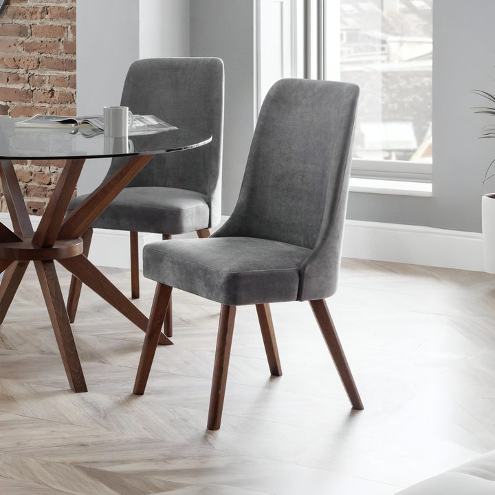 Set Of 2 Huxley Fabric Dining Chairs - Dusk Grey HUX302 - Havenheim Furniture