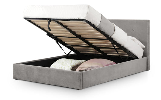 Shoreditch High Headboard Lift-Up Storage Bed 150cm Hardwood Slate Grey SHO202