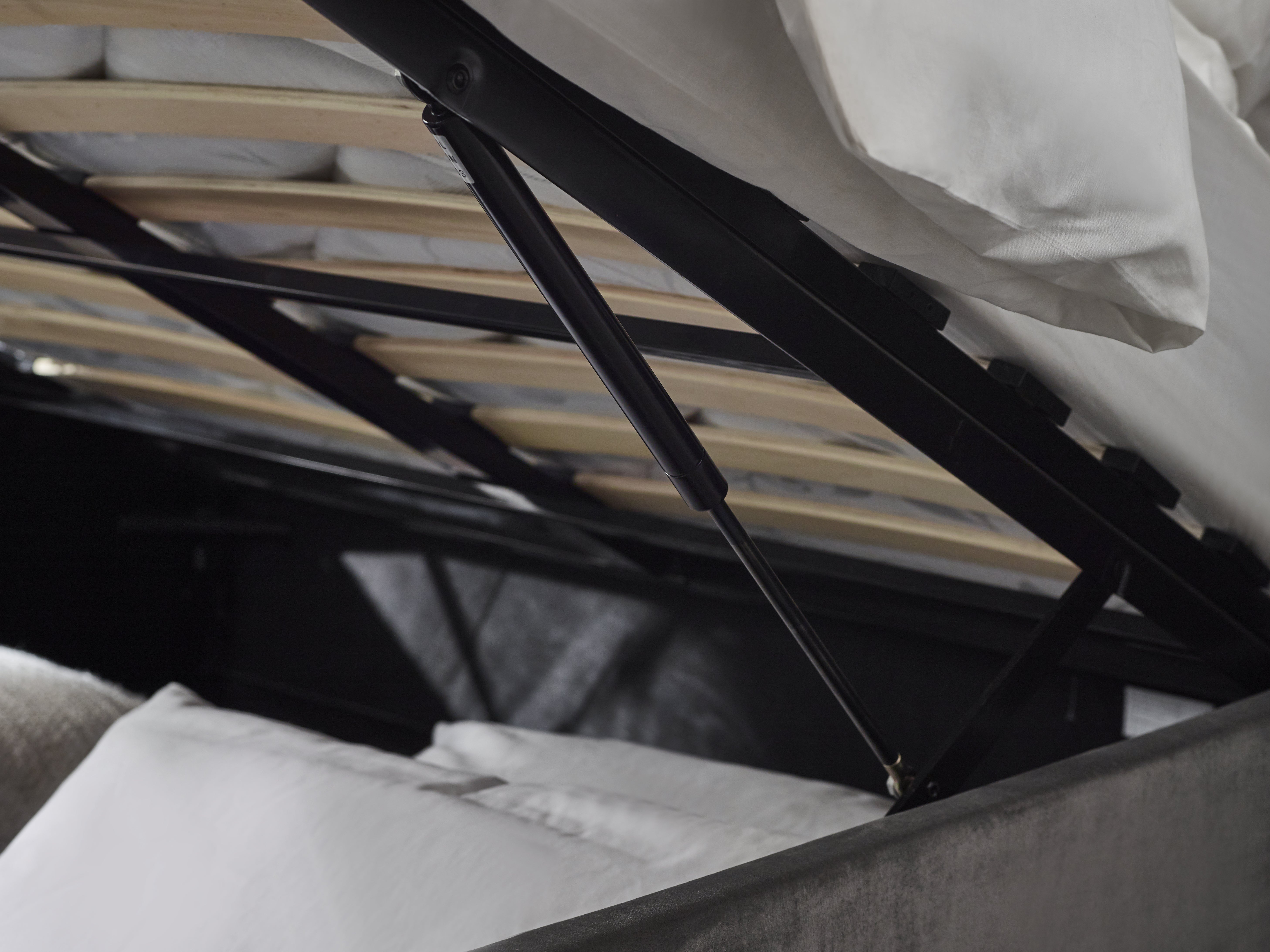 Shoreditch High Headboard Lift-Up Storage Bed 150cm Hardwood Slate Grey SHO202 - Havenheim Furniture