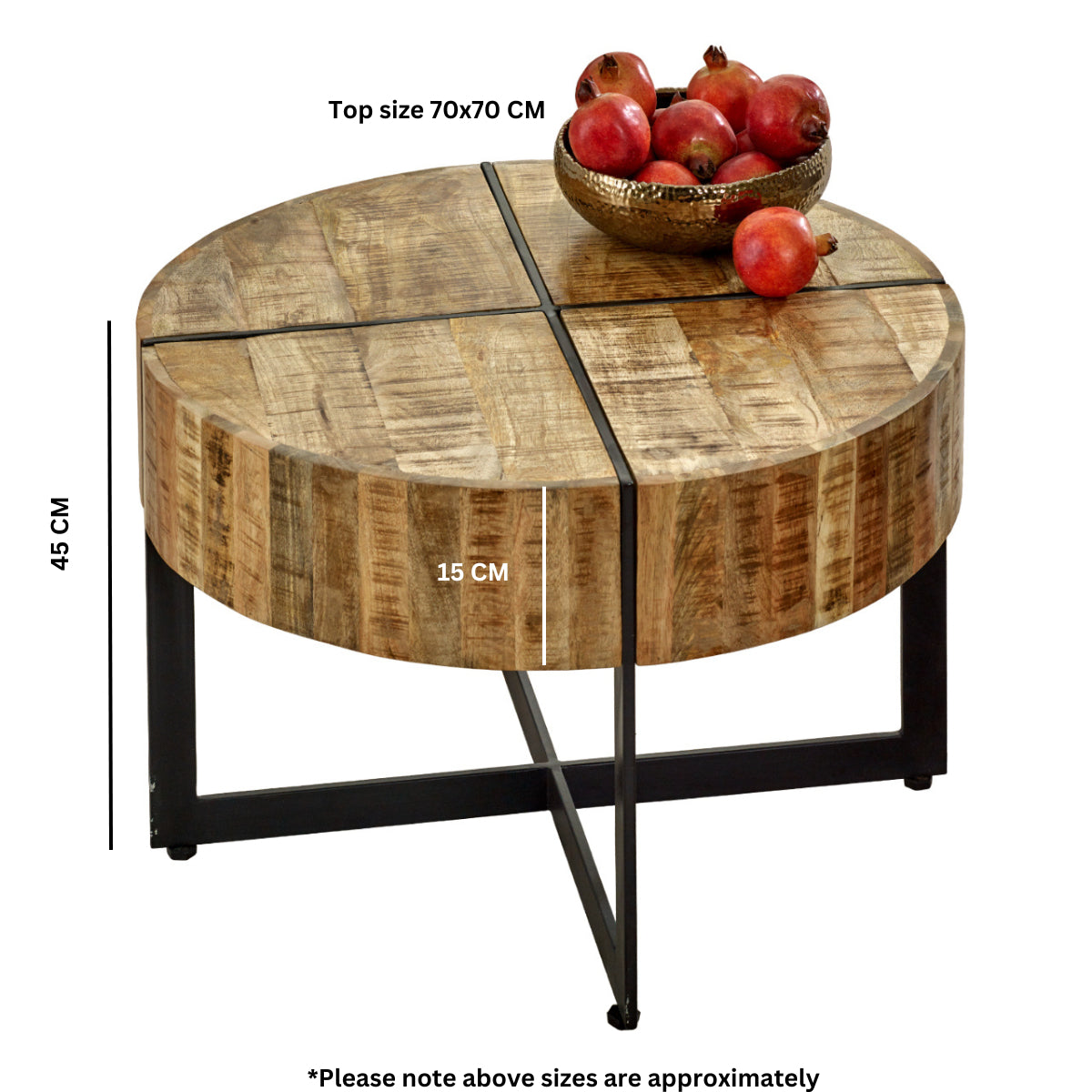 Surrey Solid Wood Coffee Table With Metal Legs MD10 - Havenheim Furniture