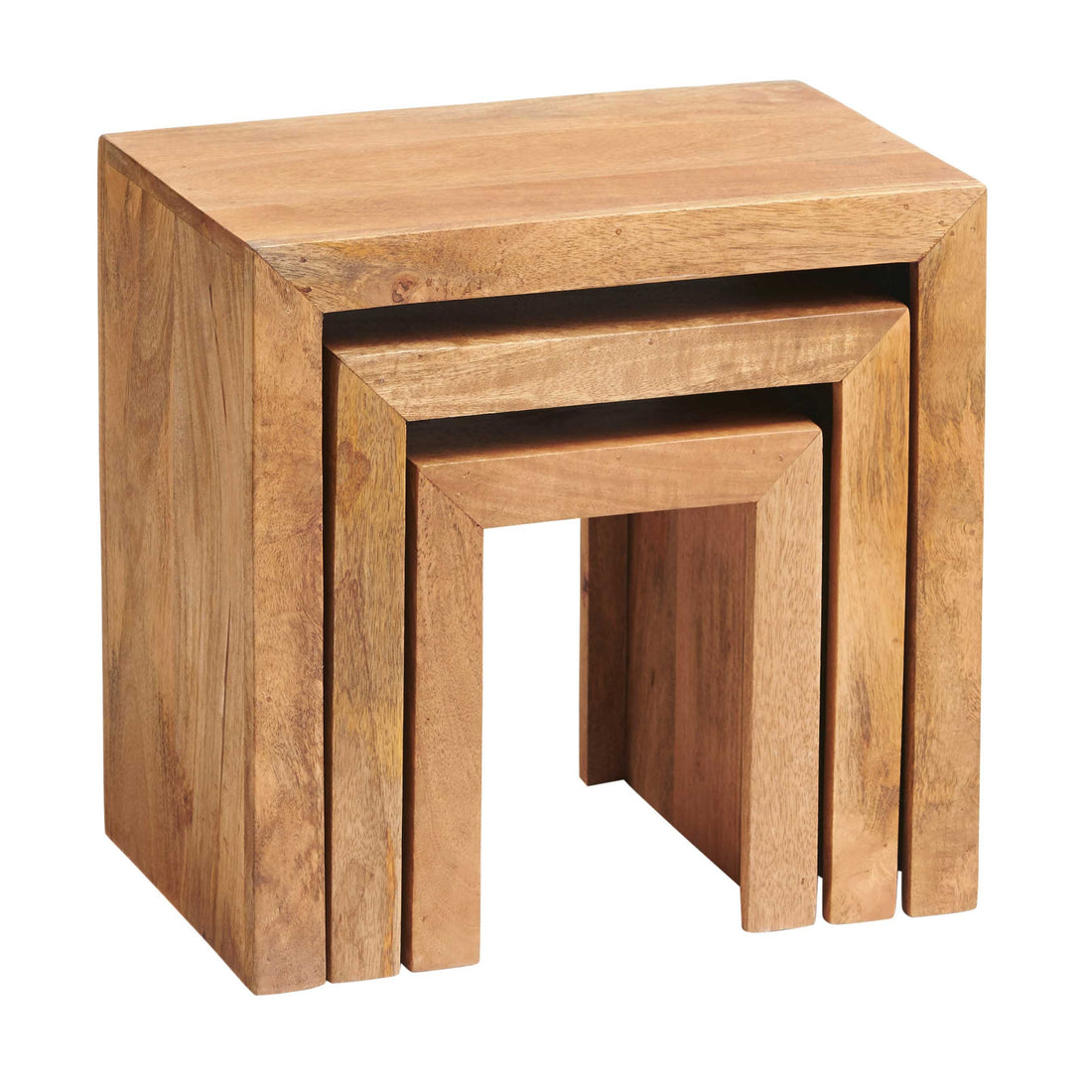 Toko Light Solid Mango Wood Nest of 3 Tables LM06 - Havenheim Furniture