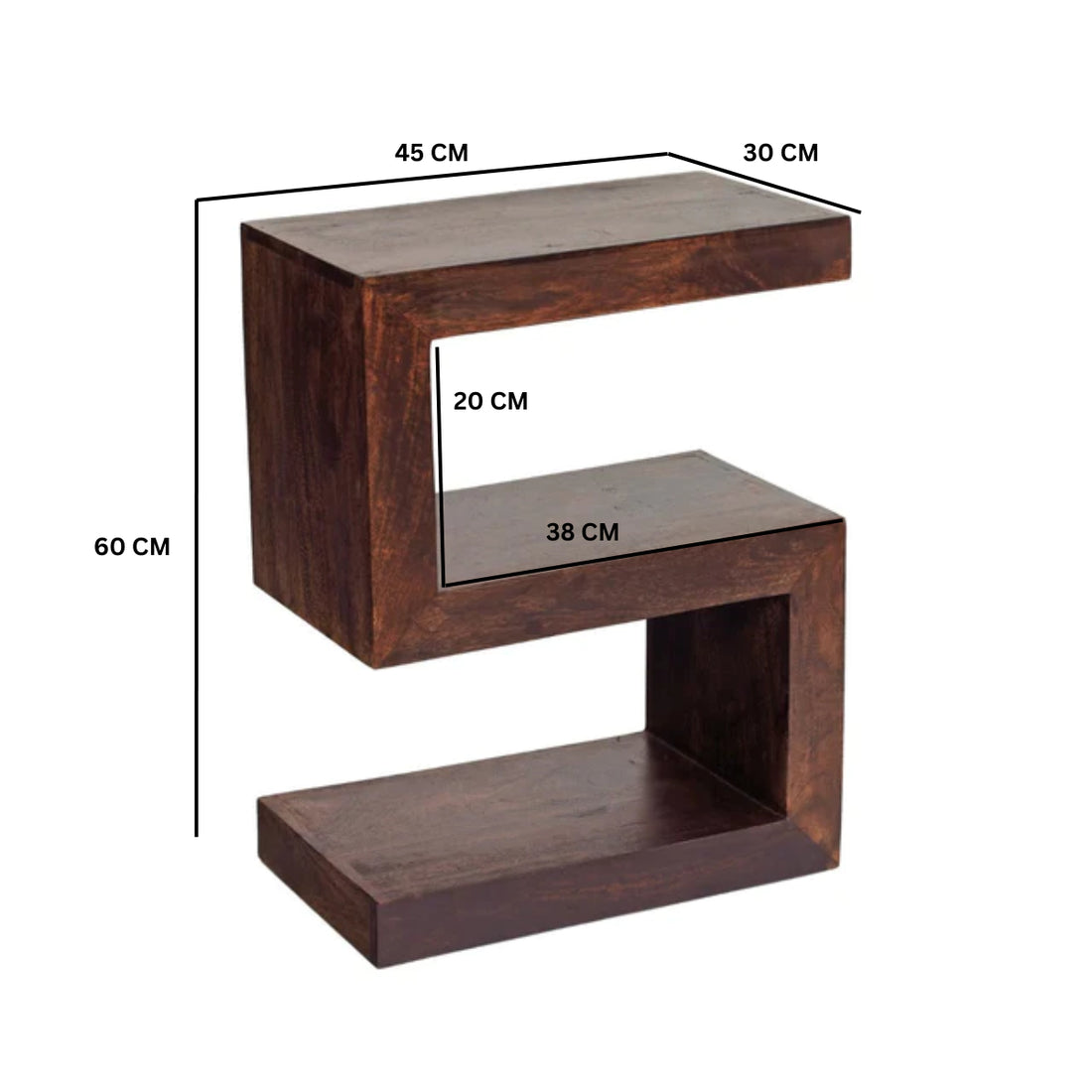 Toko Dark Mango S Shaped Display Unit - Walnut Stain ML02 - Havenheim Furniture