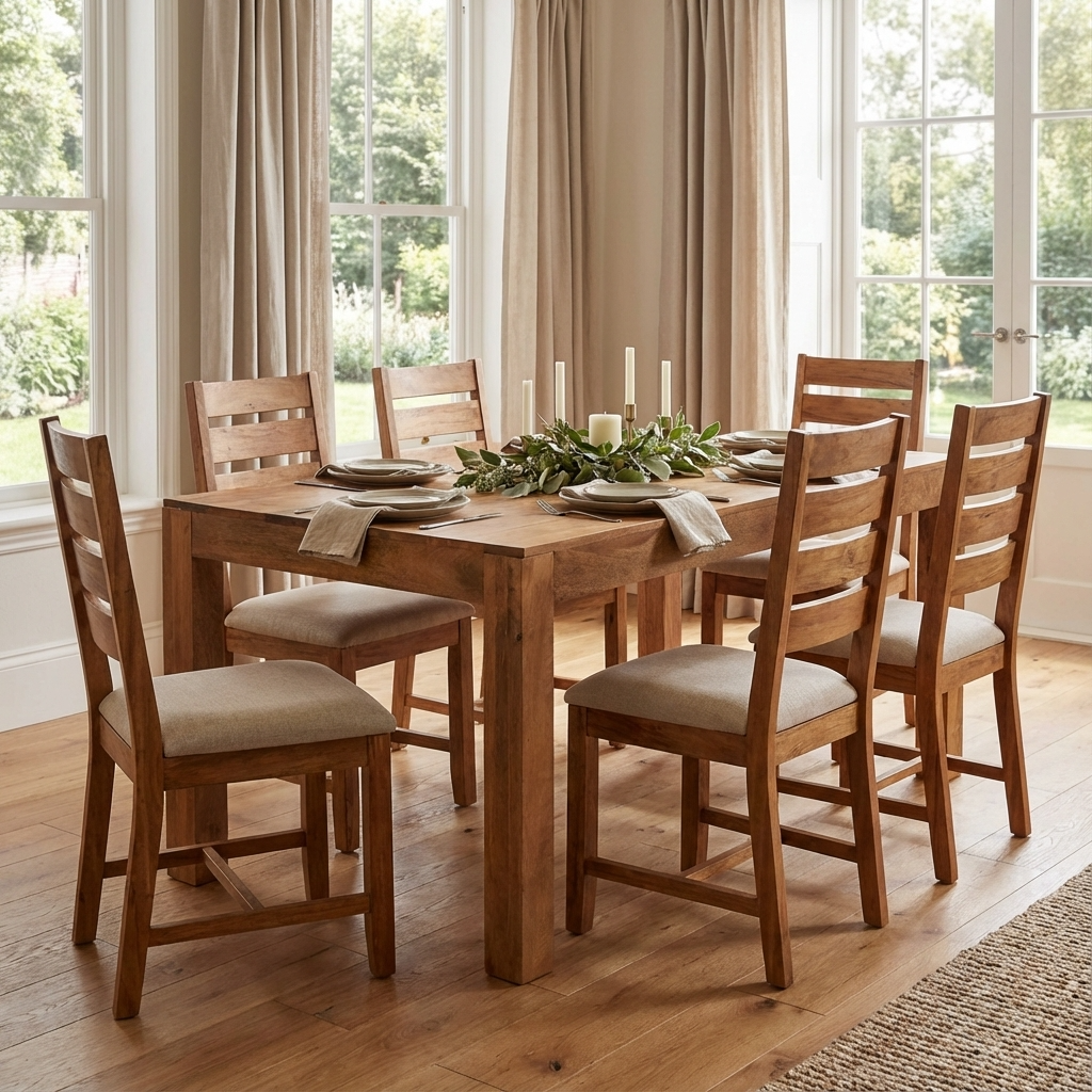 Toko Light Mango Wood Large Rectangular Dining Table 6ft (180cm) LM16 - Havenheim Furniture