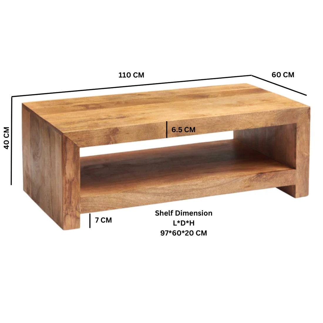 Toko Light Solid Mango Wood Large Coffee Table LM13 - Havenheim Furniture