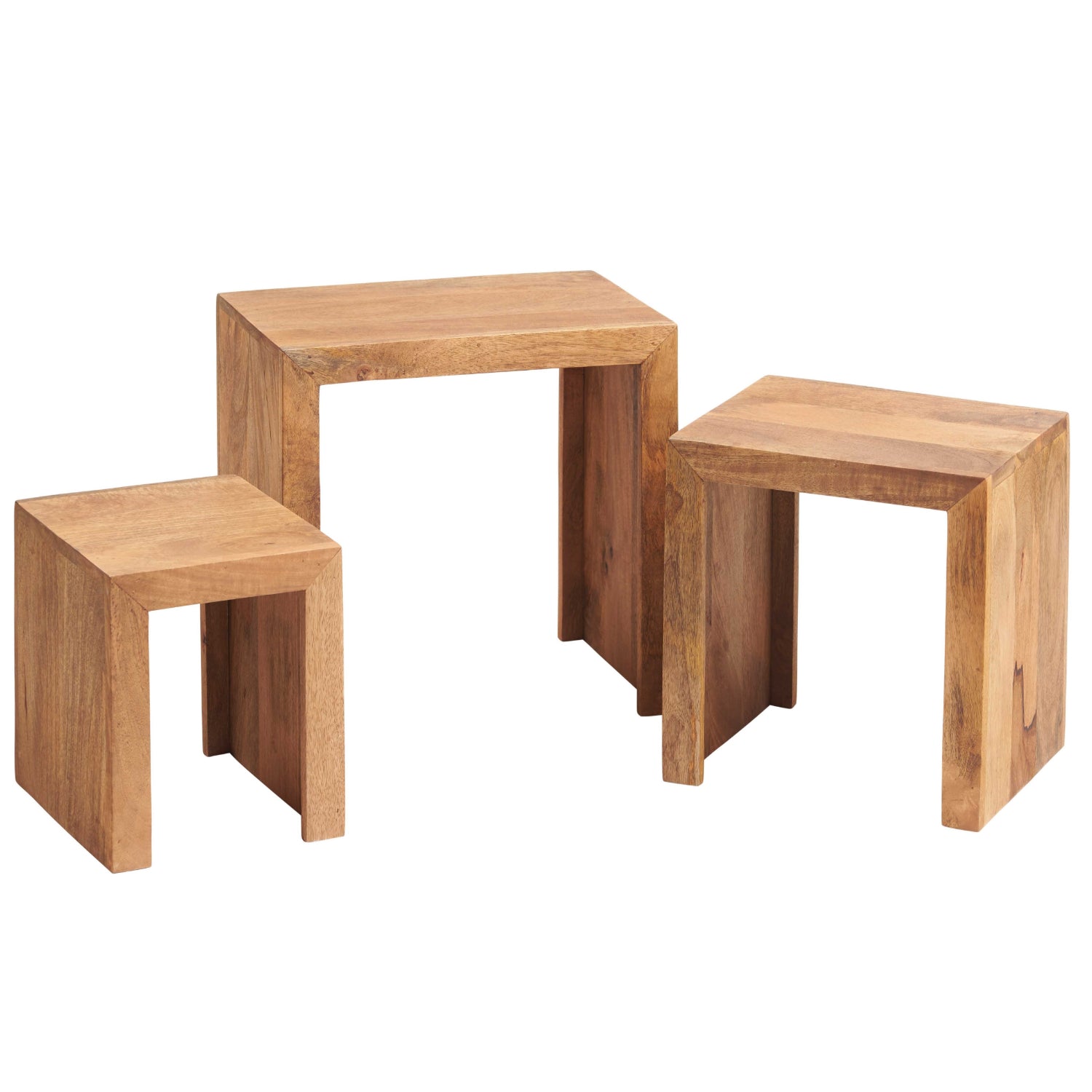 Toko Light Solid Mango Wood Nest of 3 Tables LM06 - Havenheim Furniture