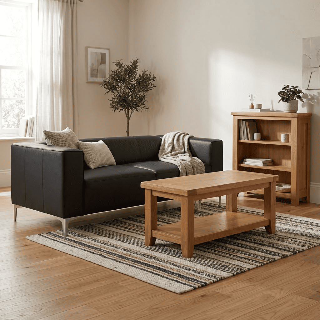 Heartlands Furniture Toscana 2 seater sofa in black PU faux leather, shown in a room setting