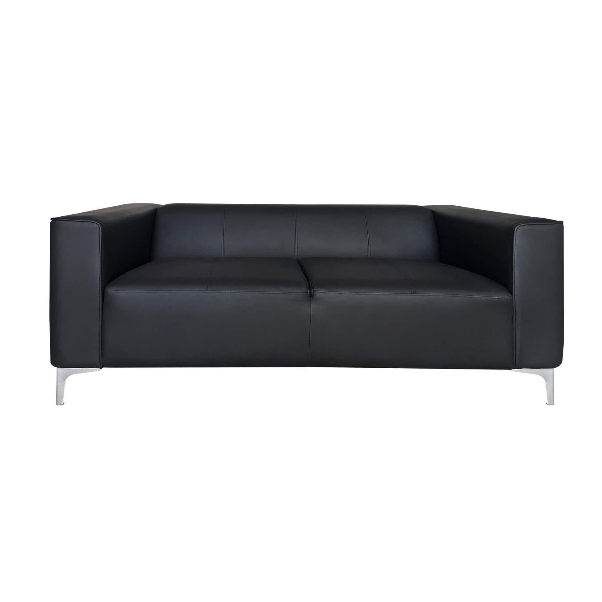 Heartlands Furniture Toscana 2 seater sofa in black PU faux leather, front view