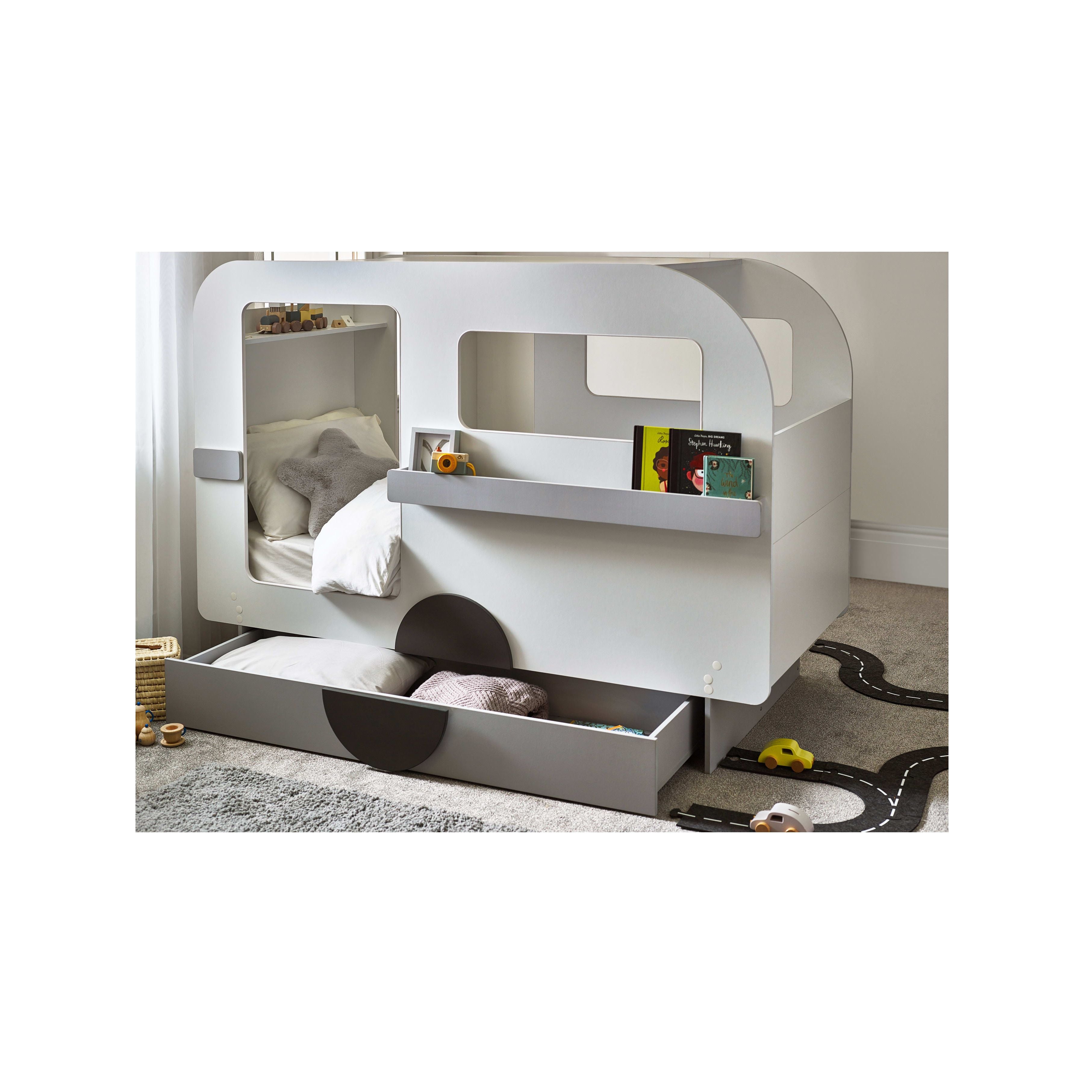 Tourer Caravan Bed Single 90cm - Vapor Grey and White TOU001