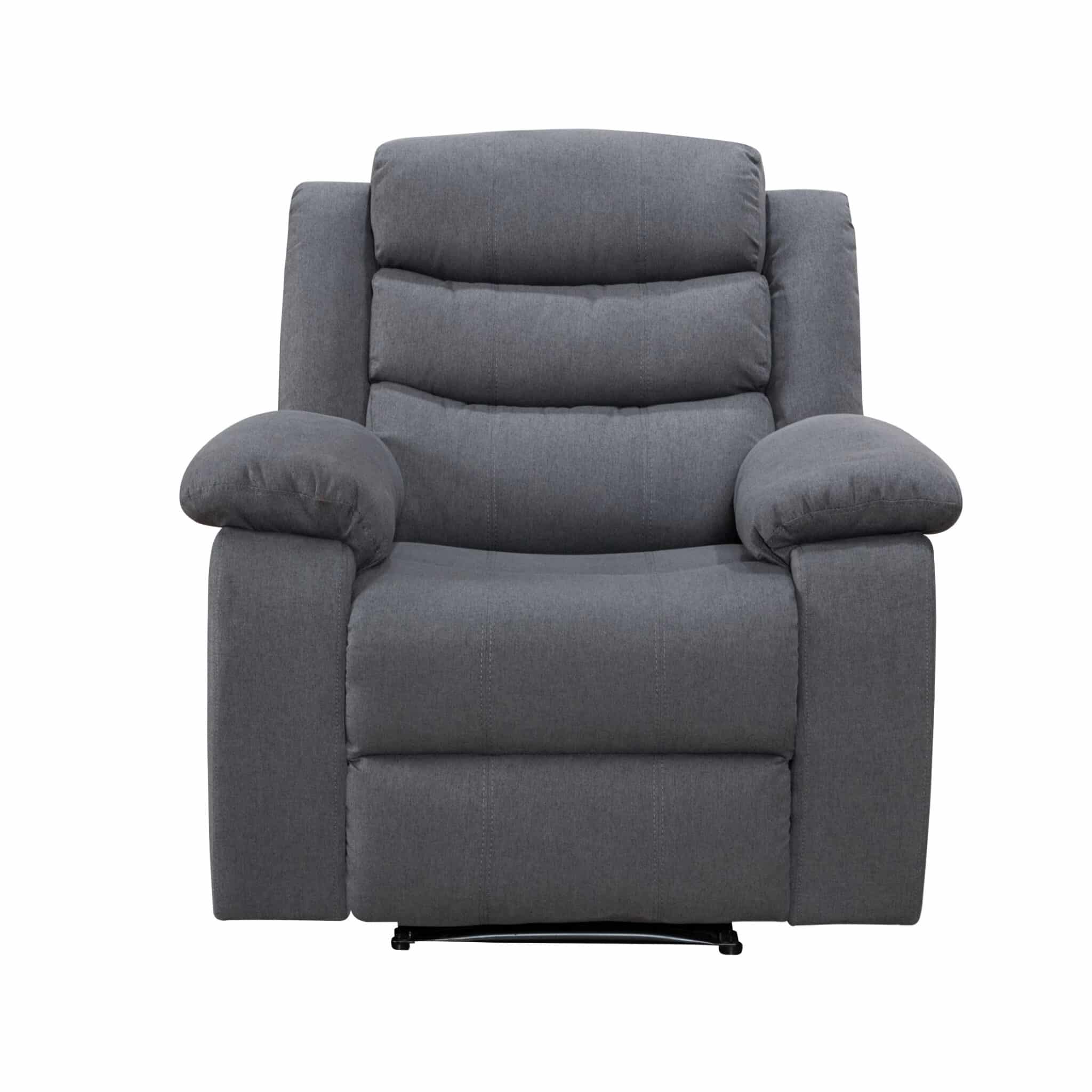 Turin Manual Recliner Fabric 1 Seater Grey Dark TURI1FAGRED - Havenheim Furniture