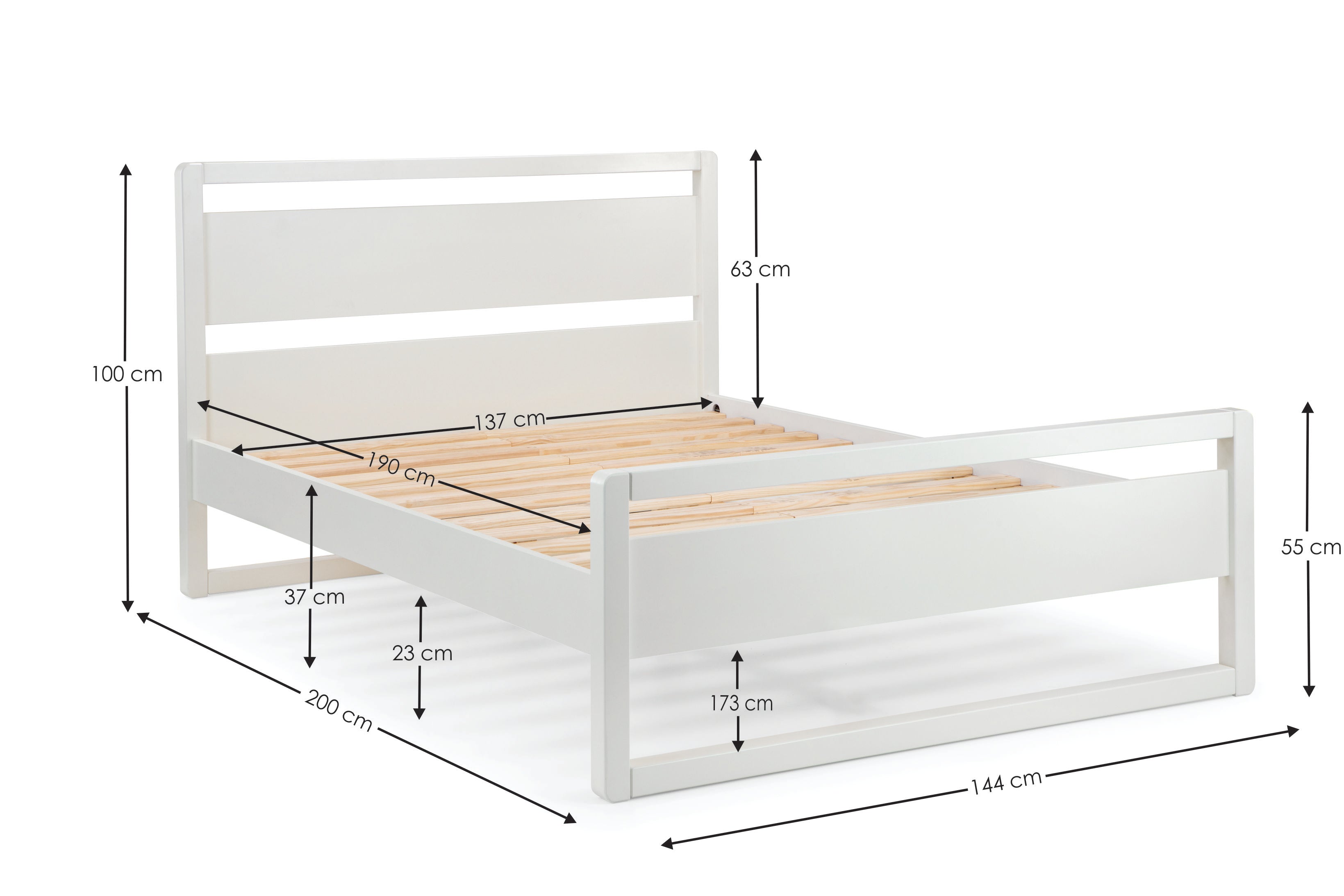 Venice Bed 135cm Double Surf White VEN022 - Havenheim Furniture
