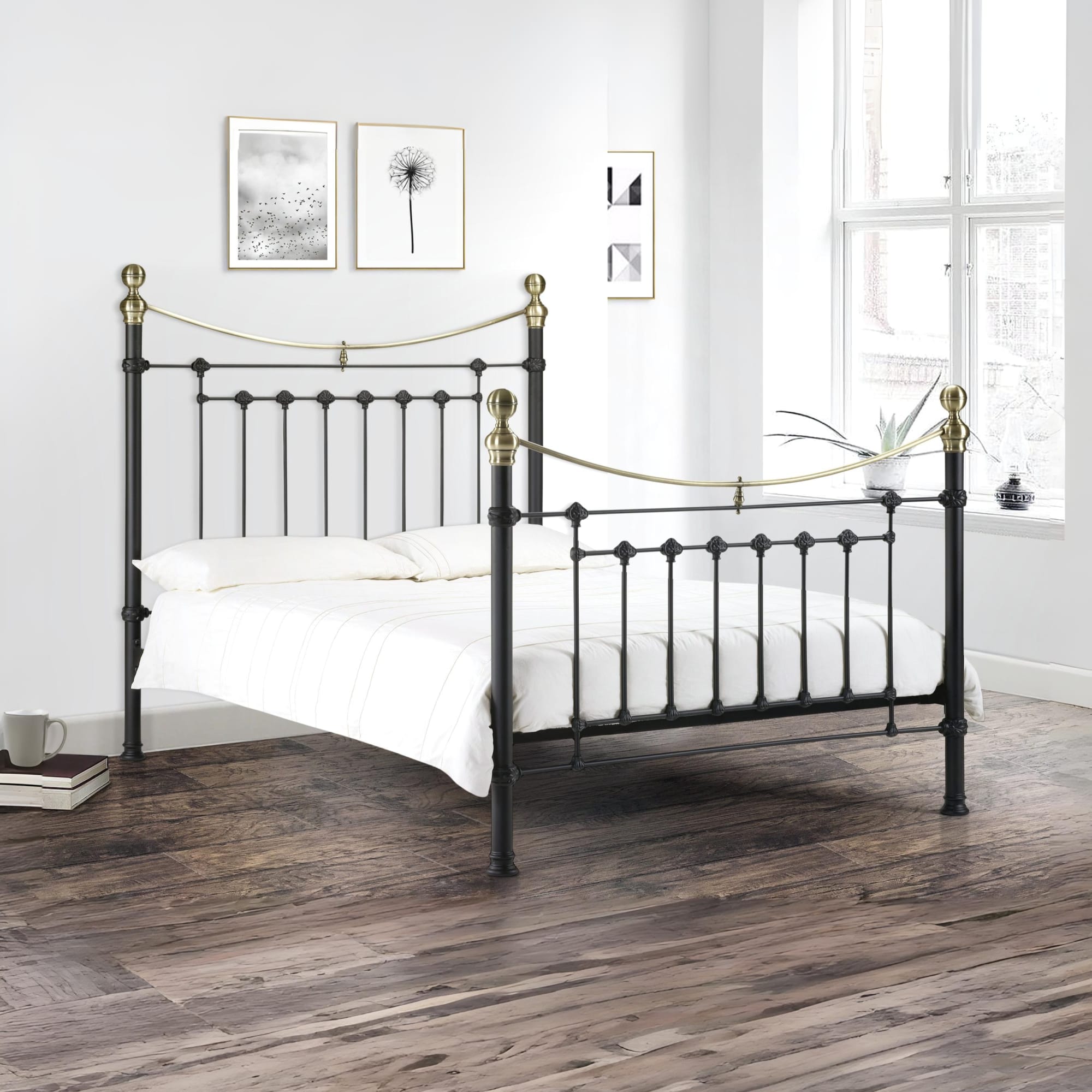 Victoria Double Bed 135cm Satin Black Steel VIC005 - Havenheim Furniture