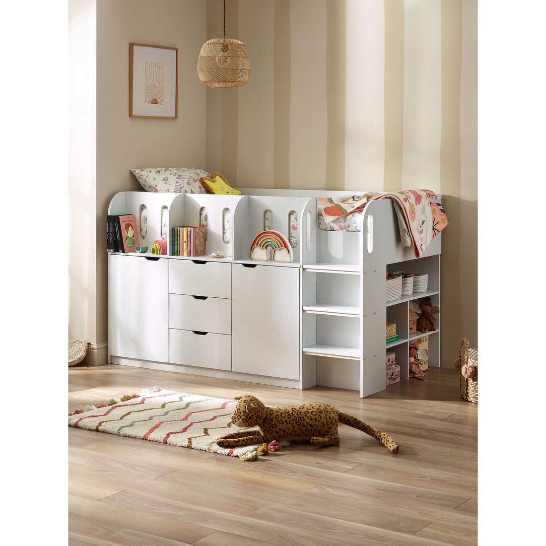 Vision Mid Sleeper Bed Single Bed 90cm - White VIS103