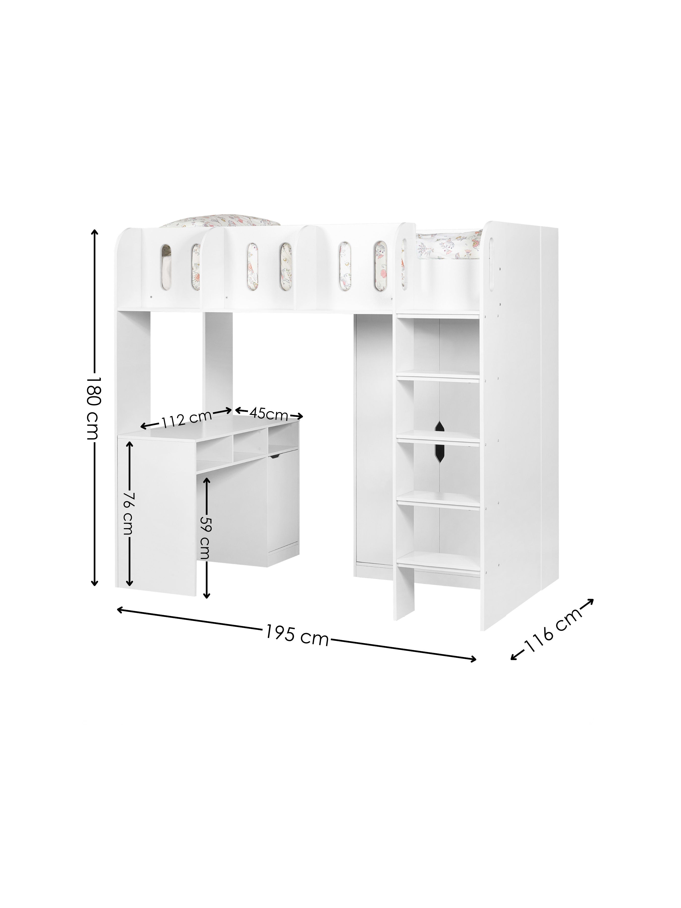 Vision High Sleeper Single 90cm White VIS101