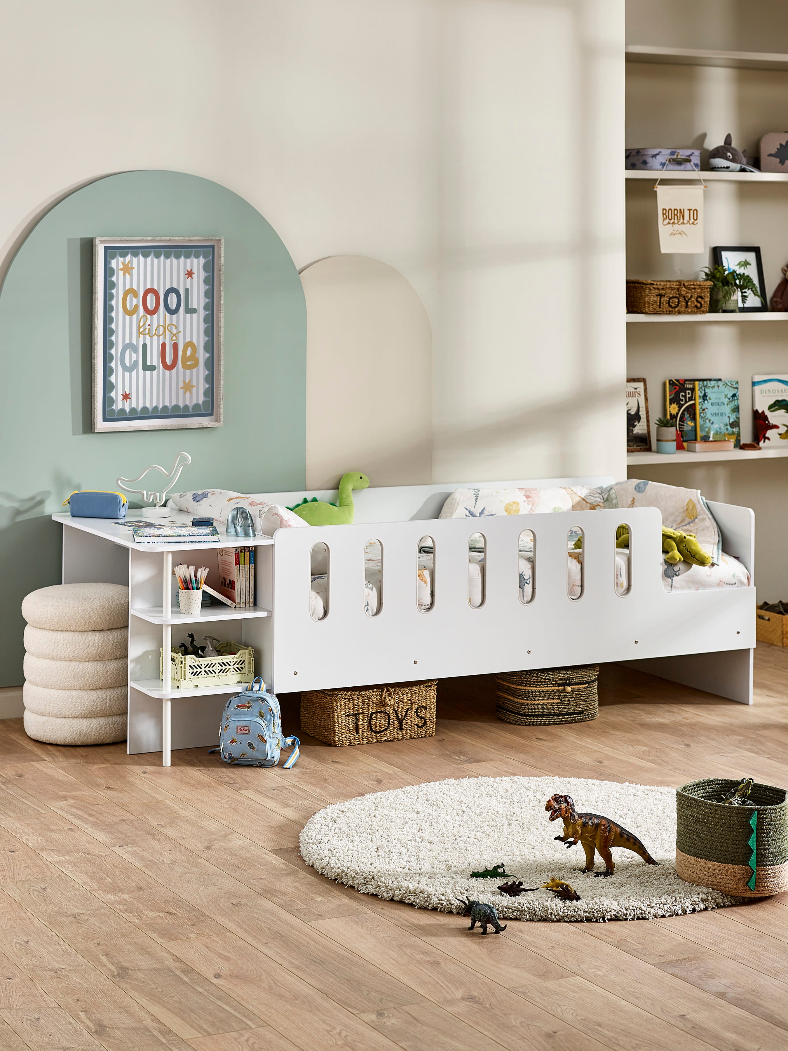 Vision Low Sleeper Bed Single 90cm With Desk - White VIS104