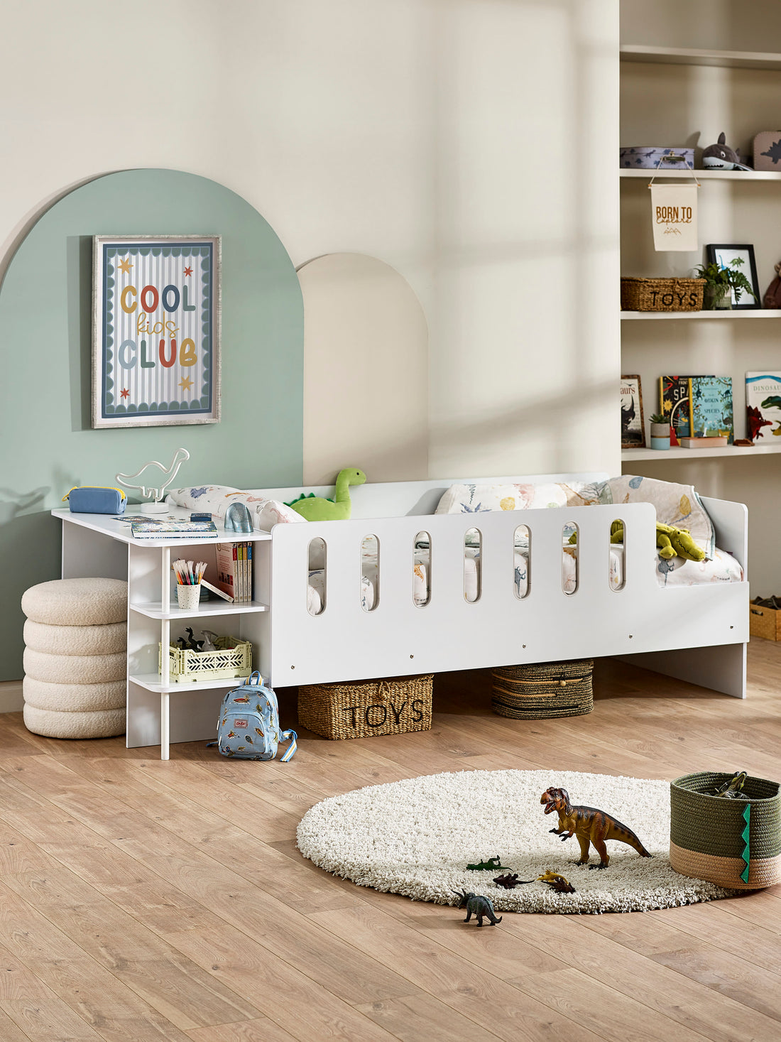 Vision Low Sleeper Bed Single 90cm With Desk - White VIS104