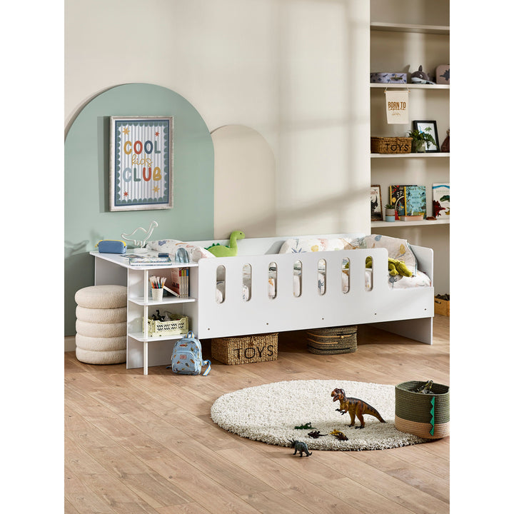 Vision Low Sleeper Bed Single 90cm With Desk - White VIS104