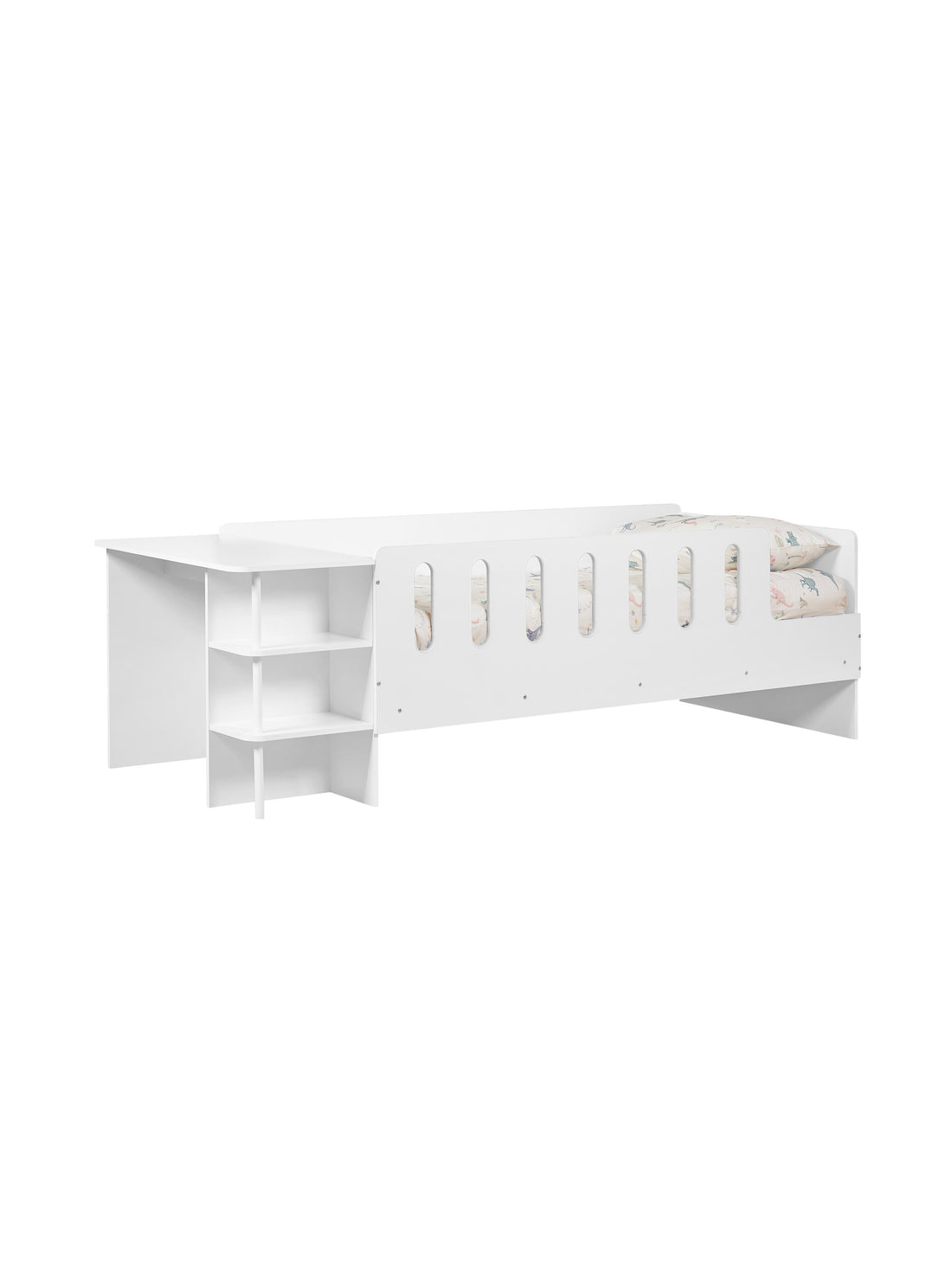 Vision Low Sleeper Bed Single 90cm With Desk - White VIS104