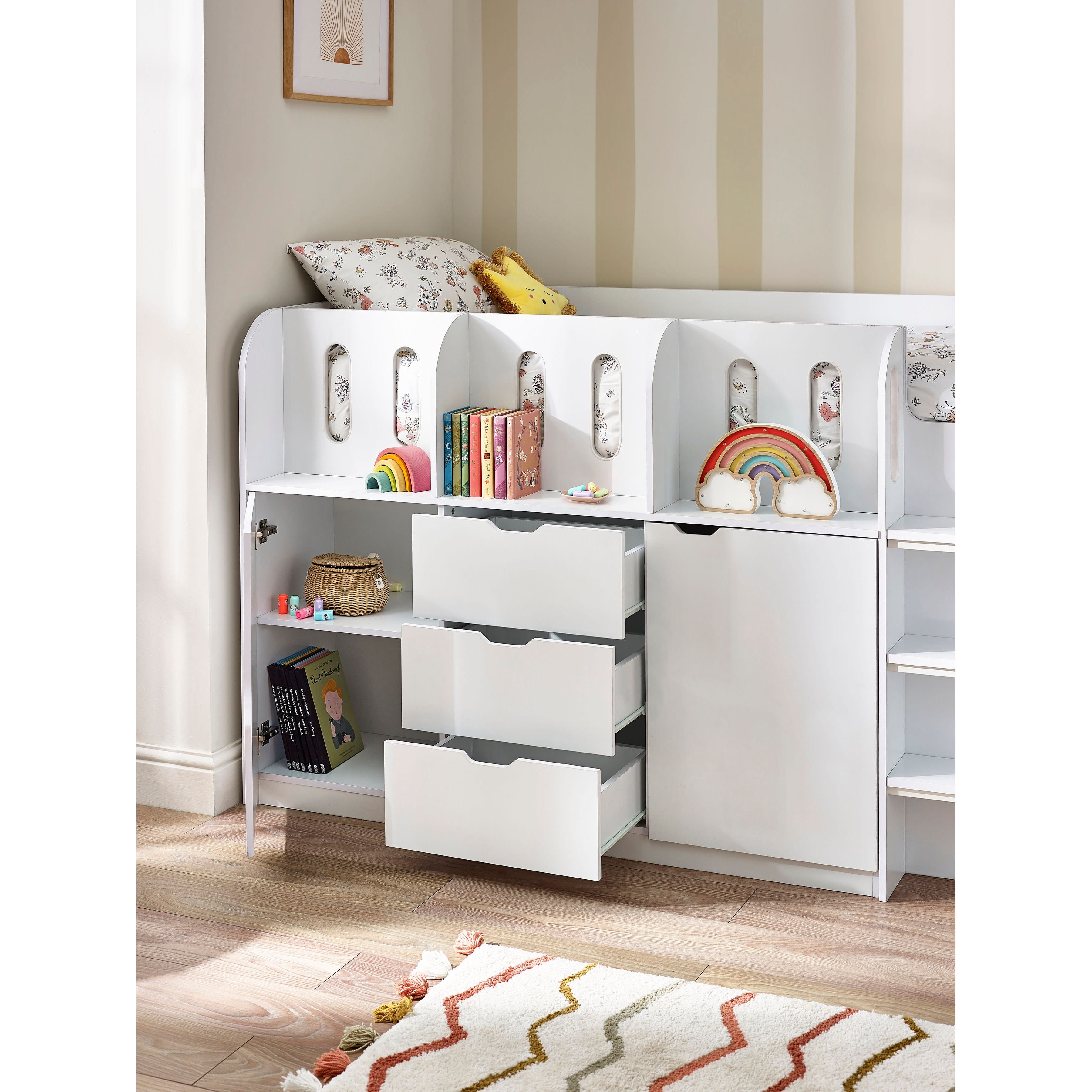 Vision Mid Sleeper Bed Single Bed 90cm - White VIS103