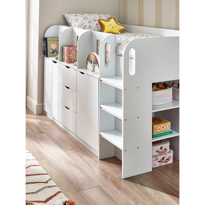 Vision Mid Sleeper Bed Single Bed 90cm - White VIS103
