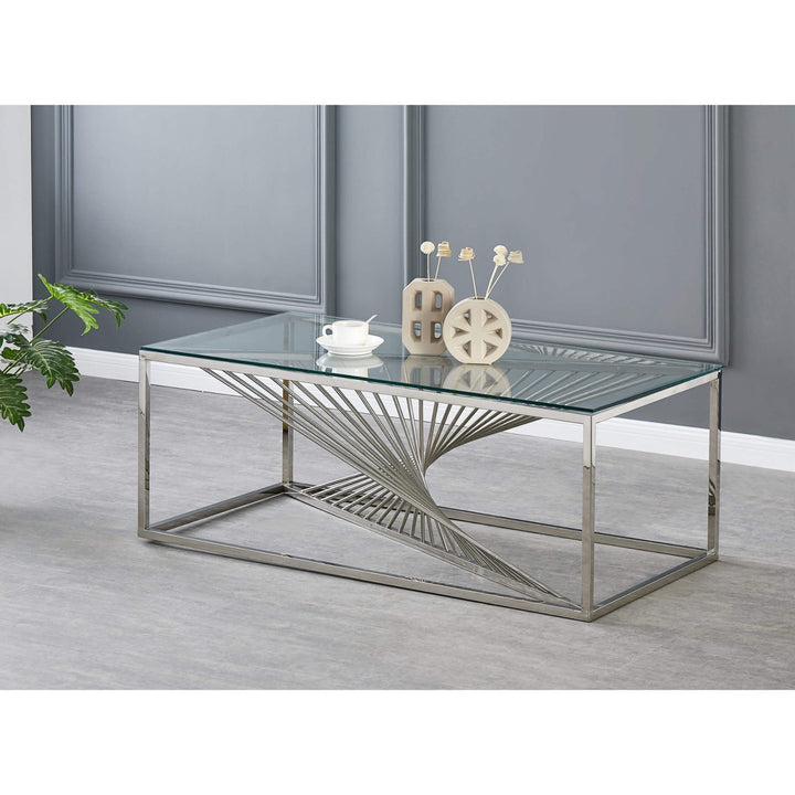Vista Clear Glass Coffee Table Silver VISTCOFFSIL - Havenheim Furniture
