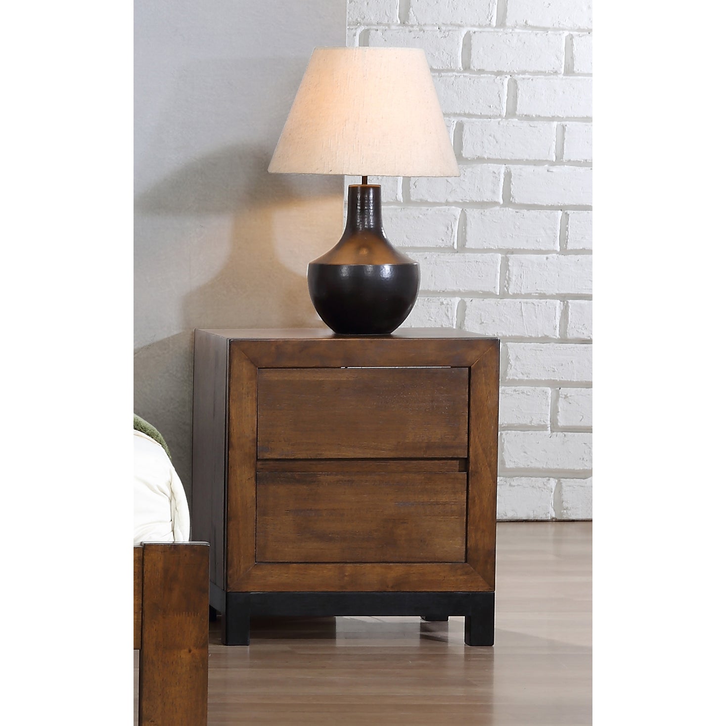 Vulcan Nightstand 2 Drawer Rustic Oak VULCNIG - Havenheim Furniture